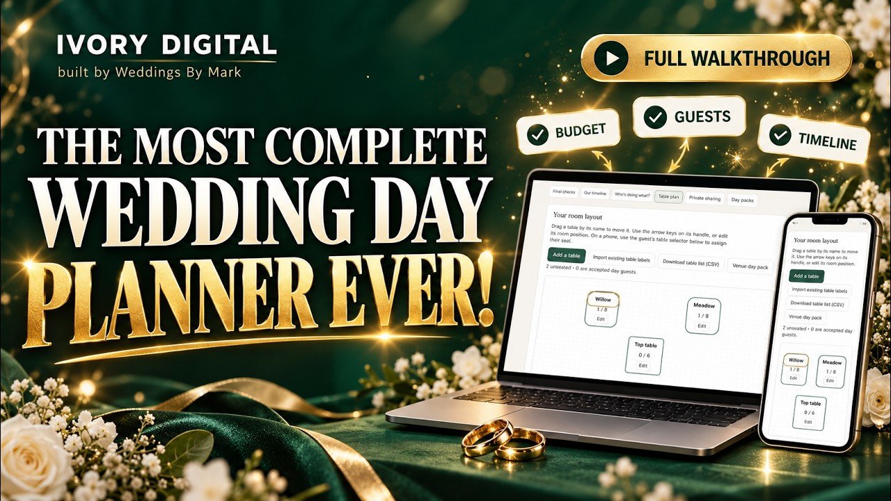 Ivory Wedding Planner complete video walkthrough showing the wedding planning app