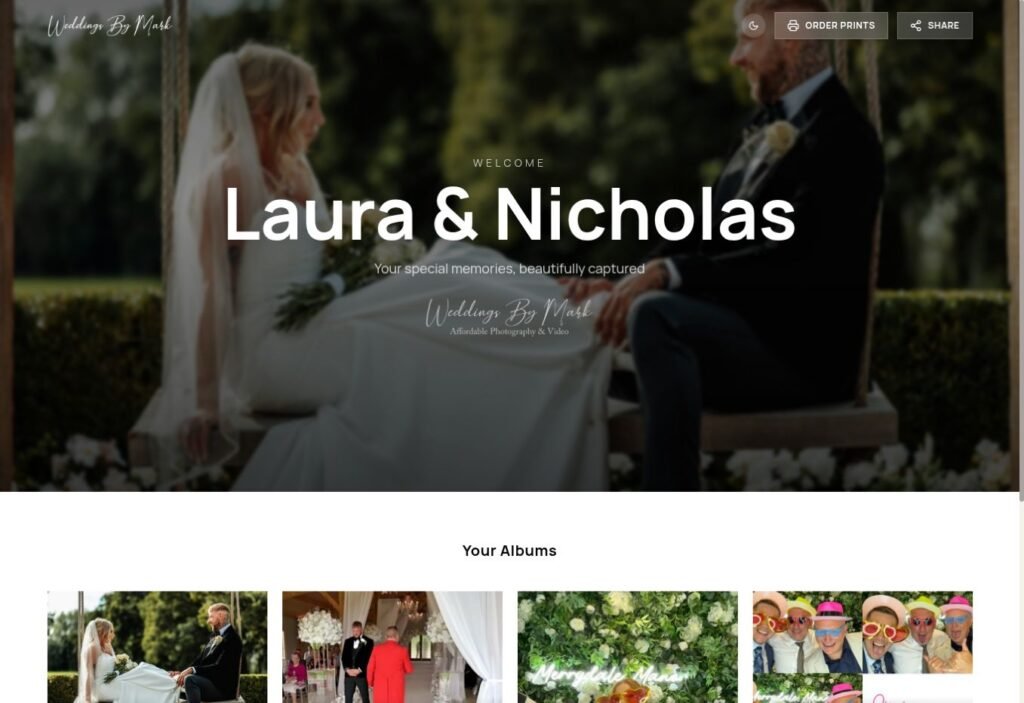 Working Weddings By Mark gallery welcome screen with albums